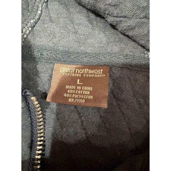 Great Northwest Women's Quilted Blue Hoodie Jacket Size L - Picture 9 of 10